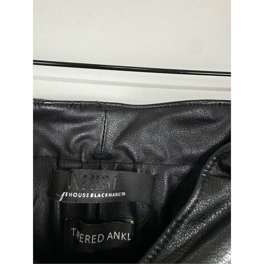 White House Black Market Women's Faux Leather Tapered Ankle Pants Black Size 6 - Picture 3 of 9